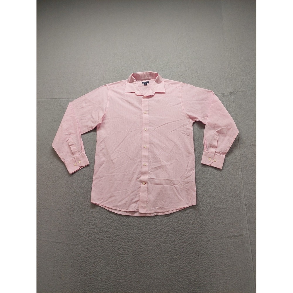 Tommy Hilfiger Boys Shirt 18 Pink White Stripe Button Up Long Sleeve Logo Formal